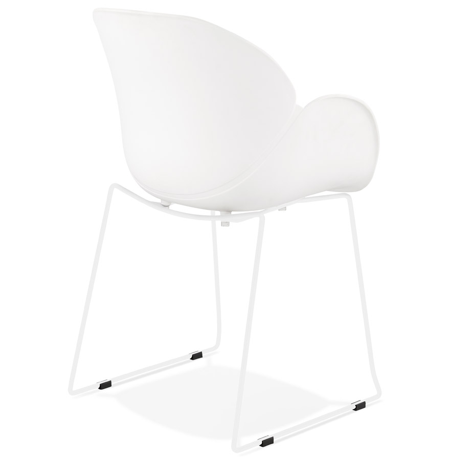 Kokoon Design White 'ZAKARY' Chair With Armrests With Metal Base - Indoor/outdoor