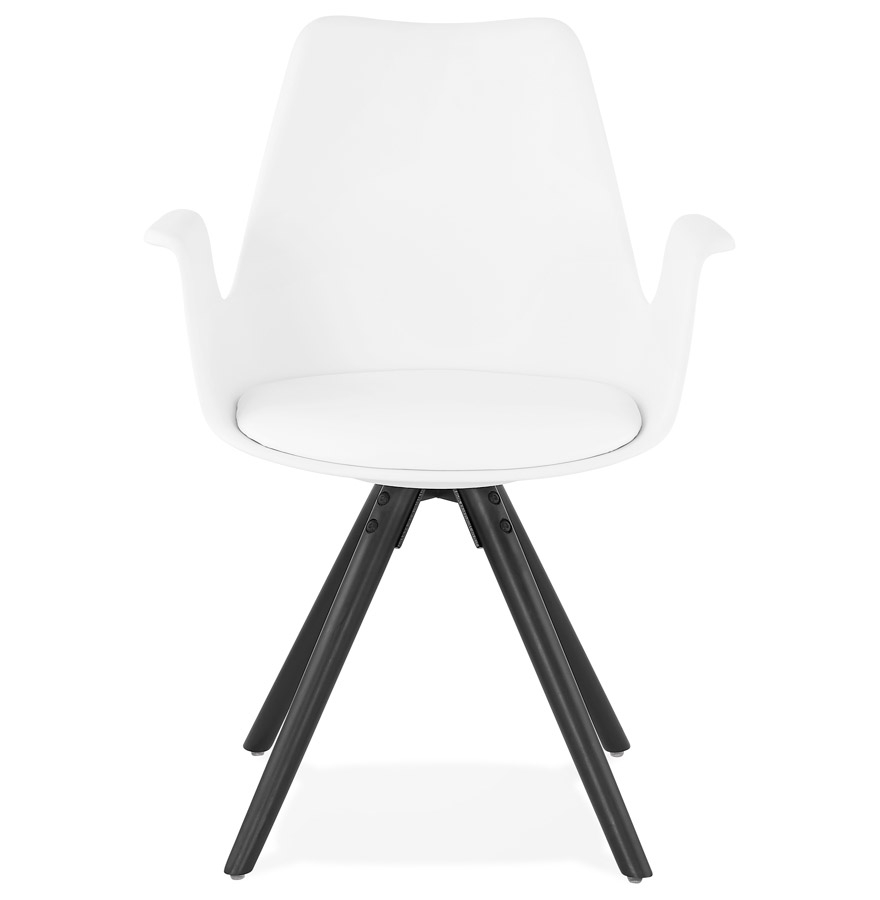 Kokoon Design White 'ZALIK' Chair With Armrests With Black Wooden Legs