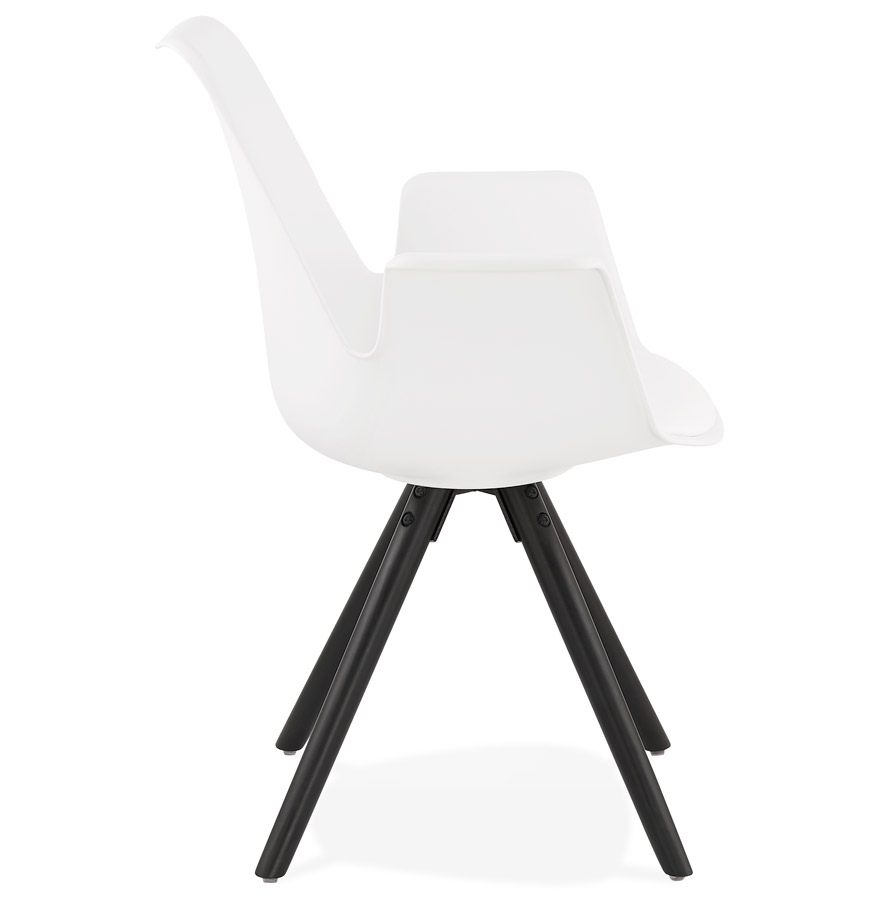 Kokoon Design White 'ZALIK' Chair With Armrests With Black Wooden Legs