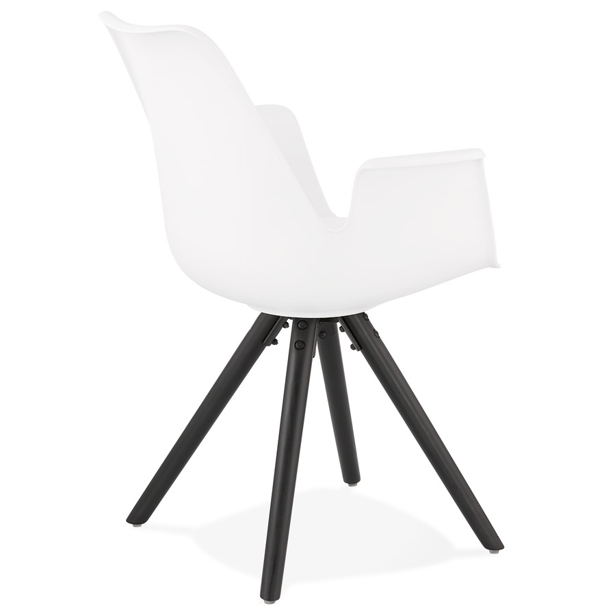 Kokoon Design White 'ZALIK' Chair With Armrests With Black Wooden Legs