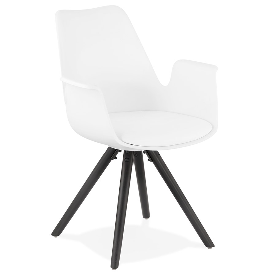 kokoon design White 'ZALIK' chair with armrests with black wooden legs