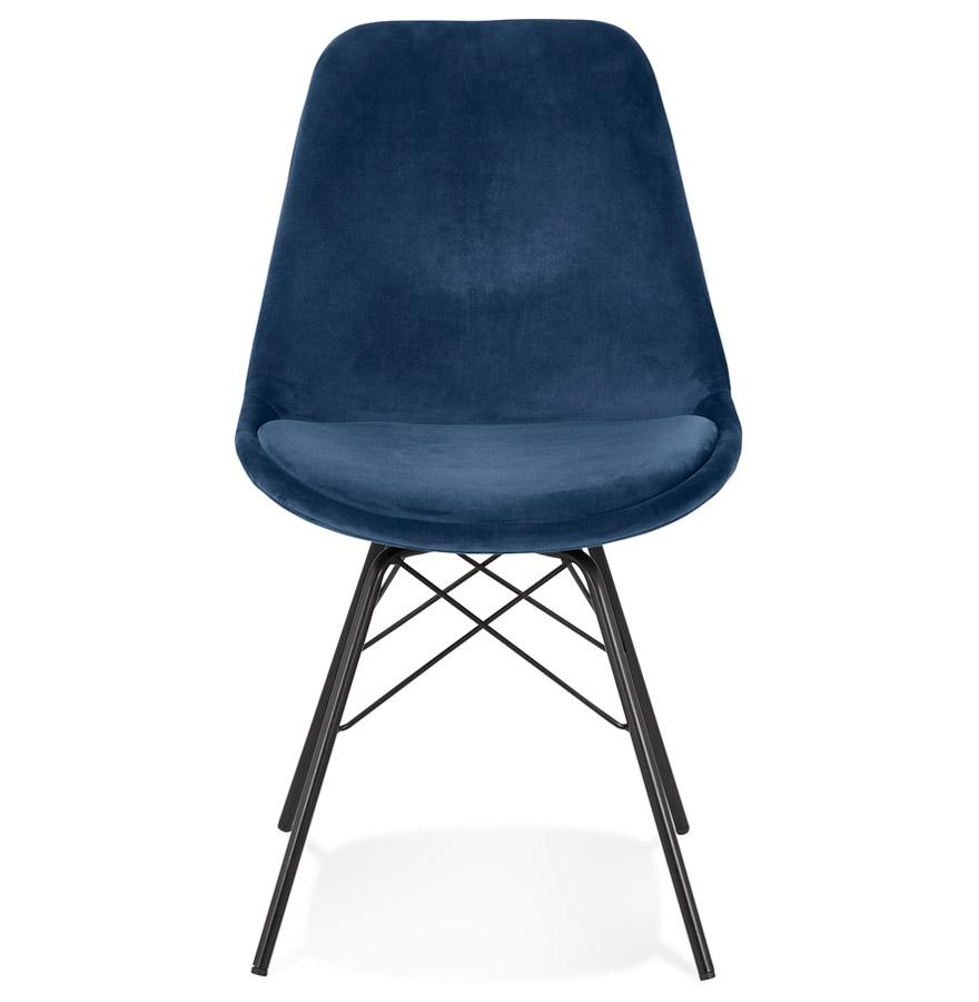 Kokoon Design ZAZY' Design Chair In Blue Velvet And Black Metal Legs