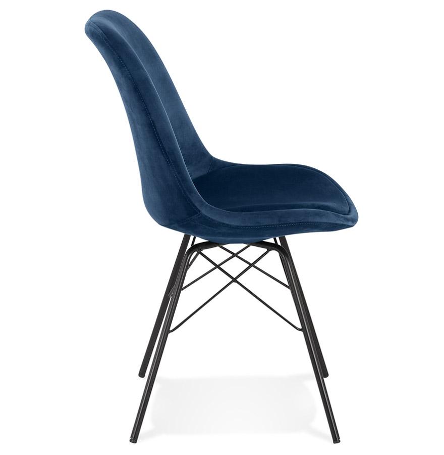 Kokoon Design ZAZY' Design Chair In Blue Velvet And Black Metal Legs