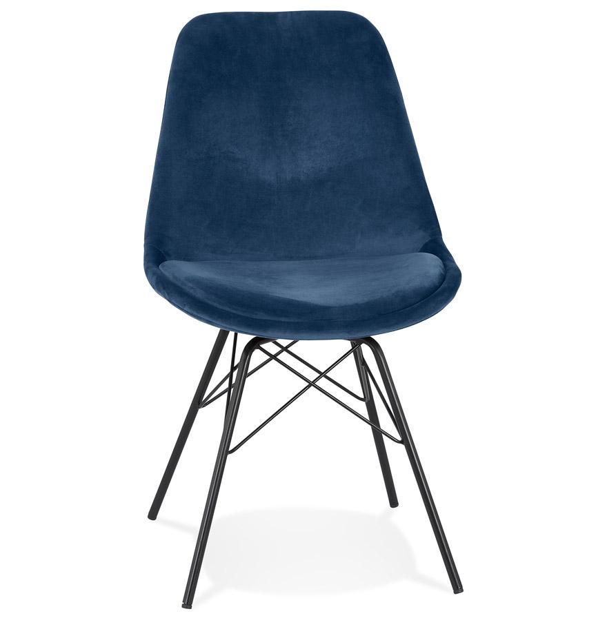 kokoon design ZAZY' design chair in blue velvet and black metal legs