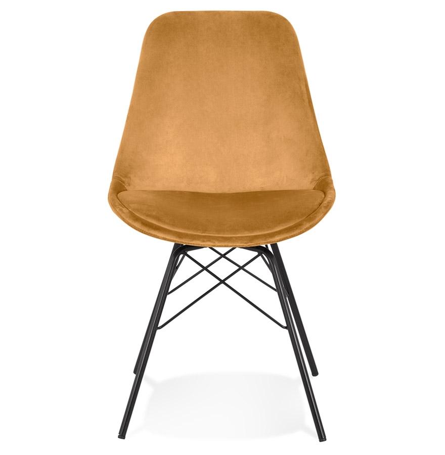 Kokoon Design ZAZY' Design Chair In Mustard Velvet And Black Metal Legs