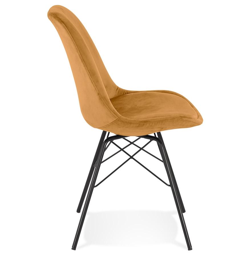 Kokoon Design ZAZY' Design Chair In Mustard Velvet And Black Metal Legs