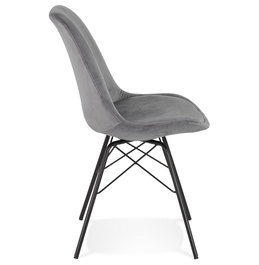 Kokoon Design ZAZY' Designer Chair In Gray Velvet And Black Metal Legs