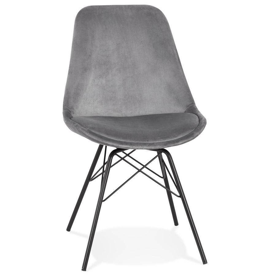 kokoon design ZAZY' designer chair in gray velvet and black metal legs