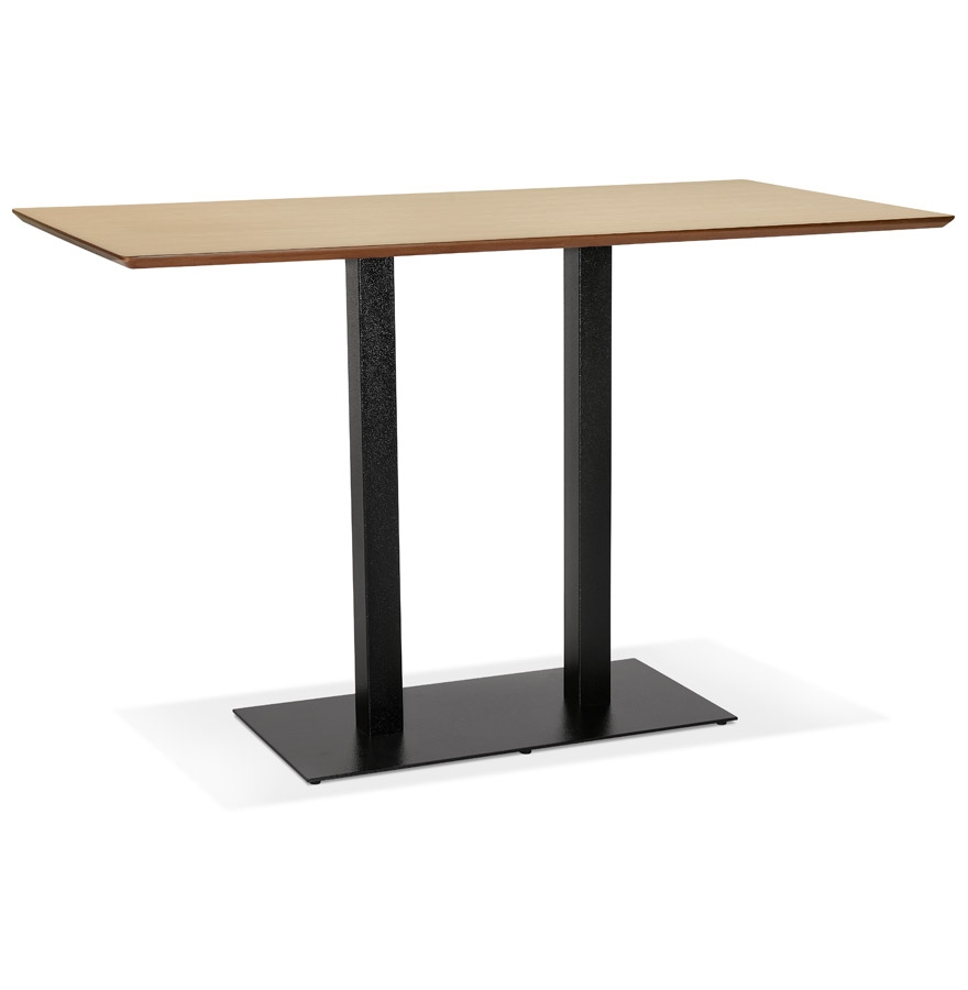 kokoon design ZUMBA BAR' design high table in natural finish wood with black metal leg - 180x90 cm
