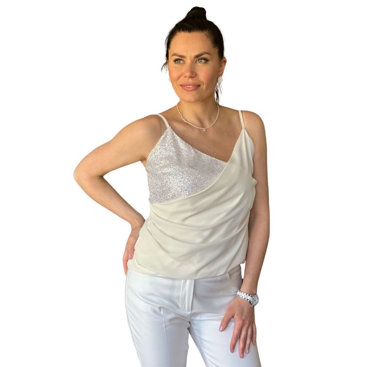 l & c Asymmetrische Top met Glansaccent