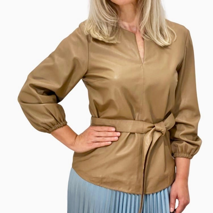 l & c Blair leerblouse met riem