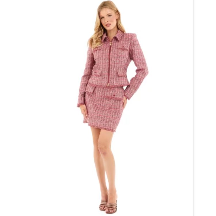 l & c Kort getailleerd bouclé jasje