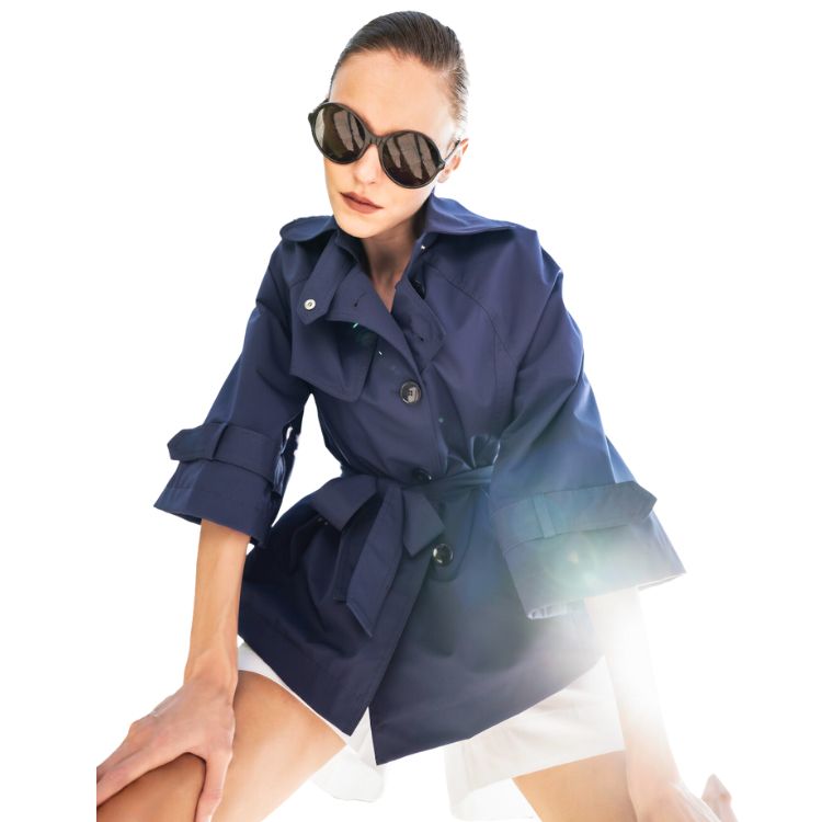 l & c Korte BI-stretch trenchcoat met ceintuur