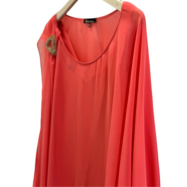 l & c Schede jurk met GGT poncho en accessoire