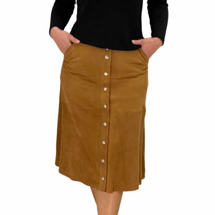 l & c Suede rok met drukkers