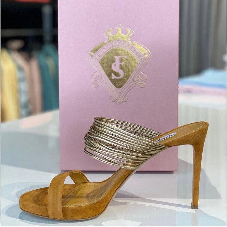 l & c Suède sandalen met hak