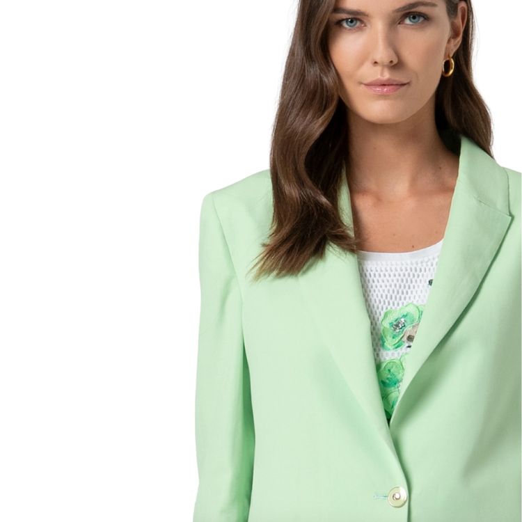 l & c Long blazer jacket regular fit single breasted with metallic logo accessory