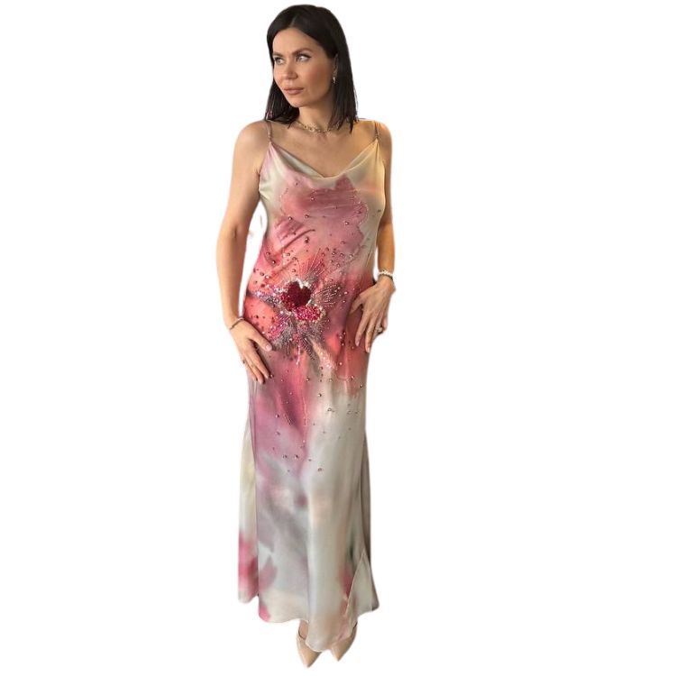 l & c Romatische galajurk met kristallen en pailletten