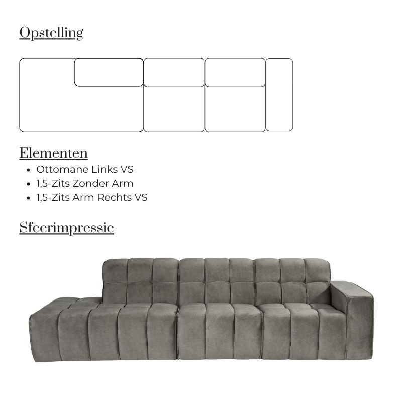 Label51 Bank Valentino 3-Zits + Ottomane Links