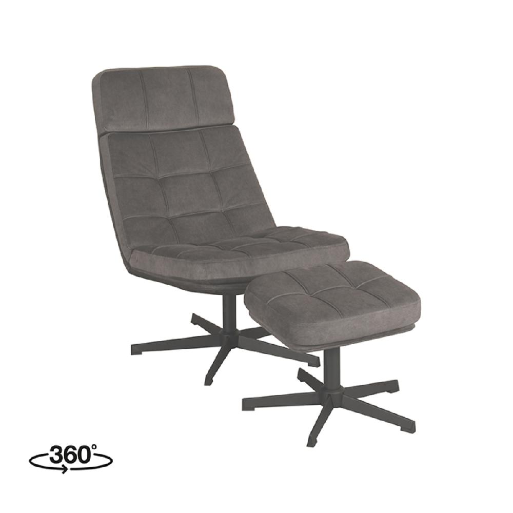 Label51 Draaifauteuil Alvar + Hocker 53x57x83 Cm