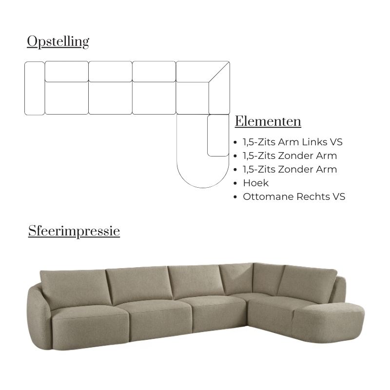 Label51 Hoekbank Rocca Ottomane Rechts