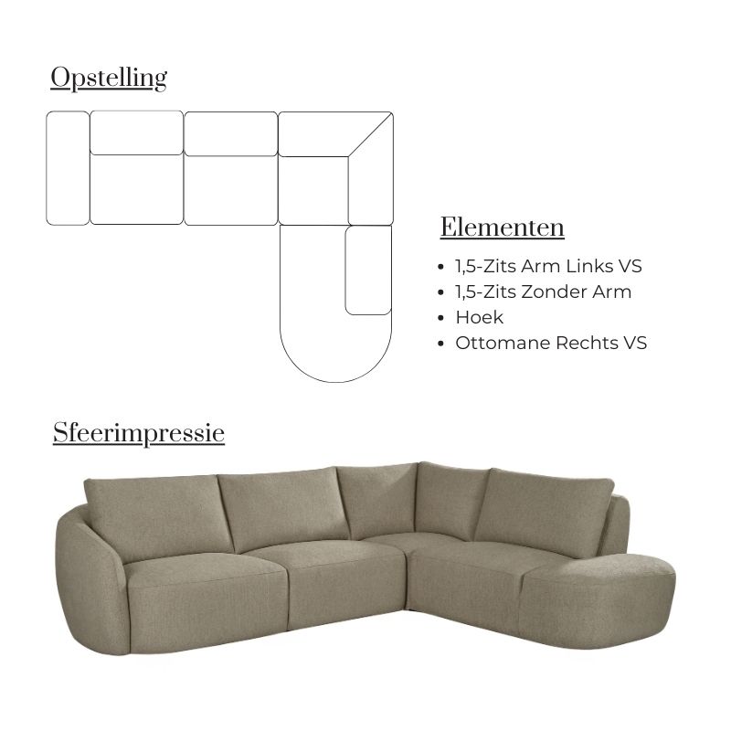 Label51 Hoekbank Rocca Ottomane Rechts