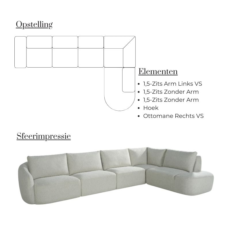 Label51 Hoekbank Rocca Ottomane Rechts