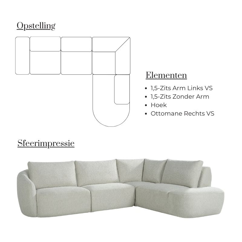 Label51 Hoekbank Rocca Ottomane Rechts