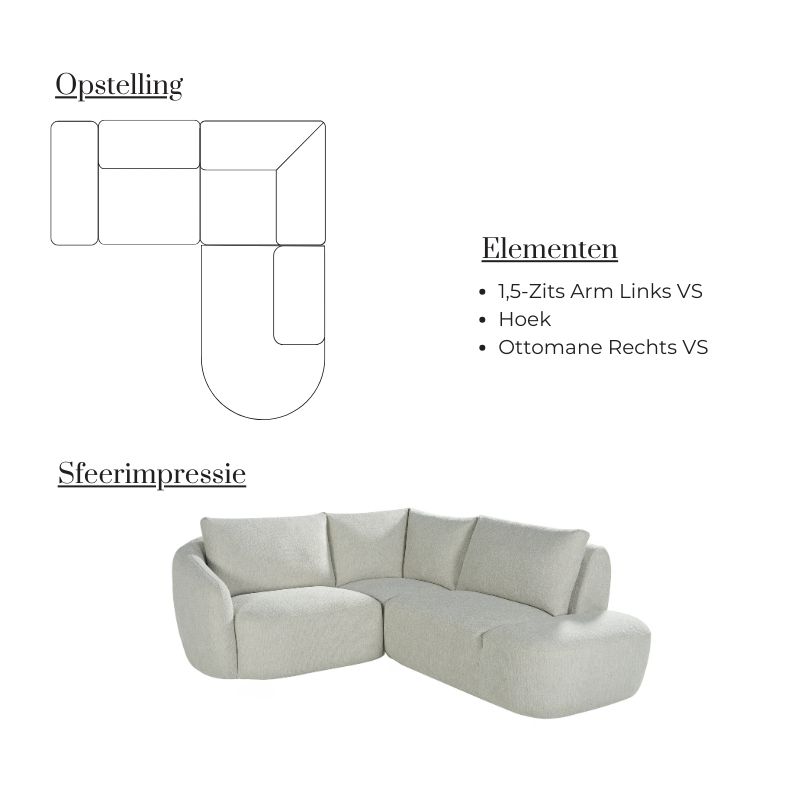 Label51 Hoekbank Rocca Ottomane Rechts