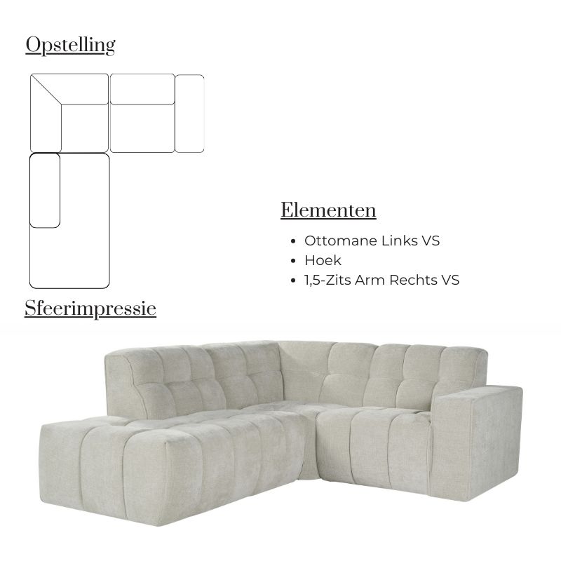 Label51 Hoekbank Valentino Ottomane Links