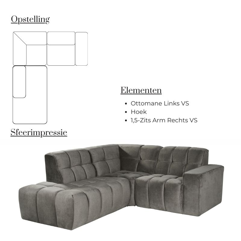 Label51 Hoekbank Valentino Ottomane Links