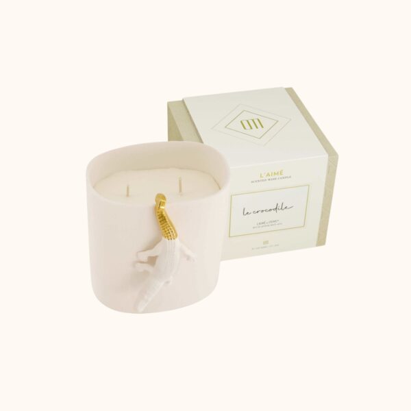 l'aimé Le crocodile keramiek gouden staart geurkaarsen set 825 gram met deksel