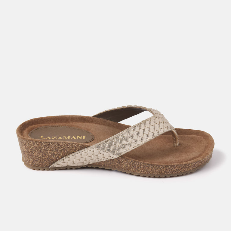 lazamani Dames Sleehak Slippers 75.807 Gold | Lazamani