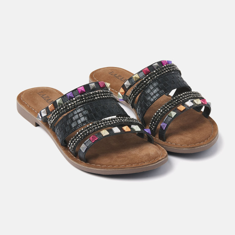 Lazamani Dames Slippers 75.403 Black Combi | Lazamani
