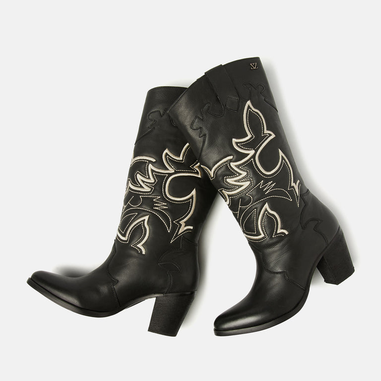 Lazamani Lazamani Ariane Dames Cowboy Laarzen Zwart | LA85694black
