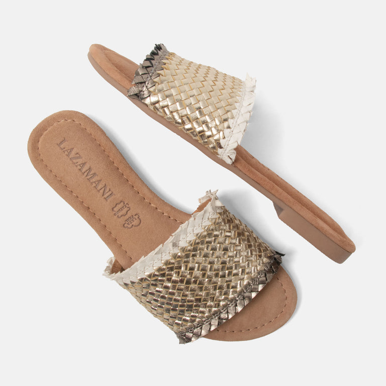 Lazamani Lazamani Candie Dames Slippers Goud | LA33486platino