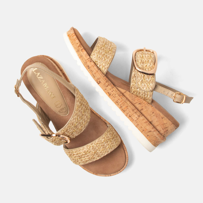 Lazamani Lazamani Carla Dames Sandalen Beige | LA75028gold