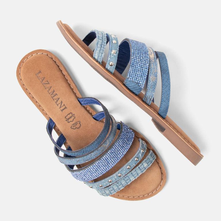 Lazamani Lazamani Caro Dames Slippers Blauw | LA75030denim
