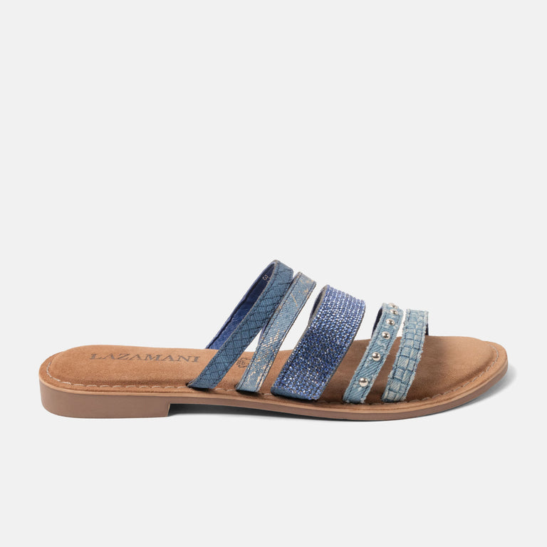 lazamani Lazamani Caro Dames Slippers Blauw | LA75030denim
