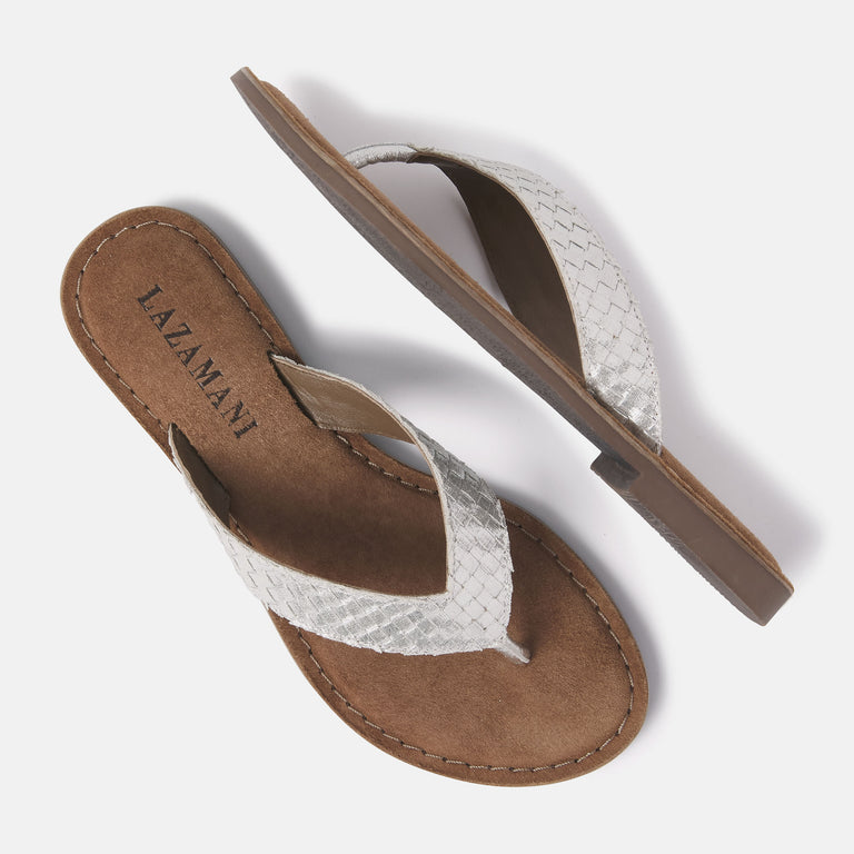 Lazamani Dames Slippers 75.806 Silver | Lazamani