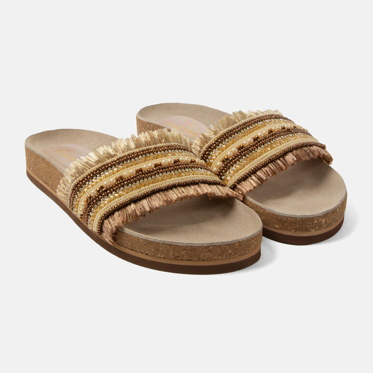 Lazamani Lazamani Florita Dames Slippers Bruin | LA85704biscuit
