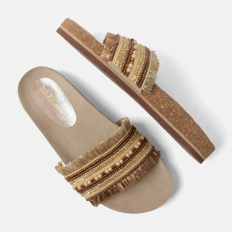 Lazamani Lazamani Florita Dames Slippers Bruin | LA85704biscuit