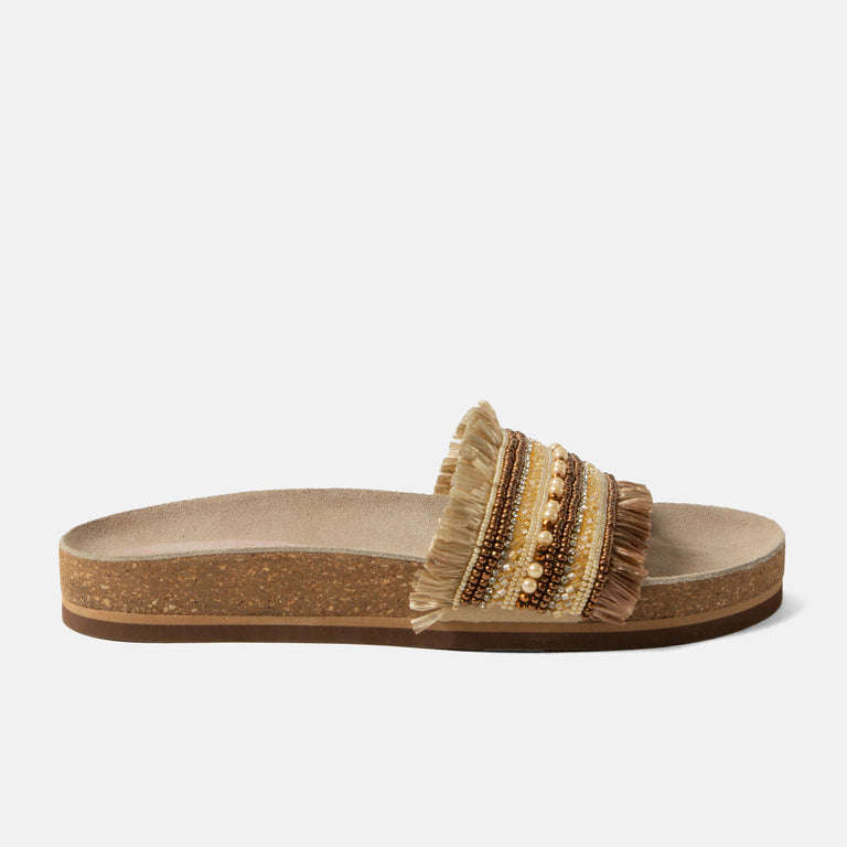 lazamani Lazamani Florita Dames Slippers Bruin | LA85704biscuit