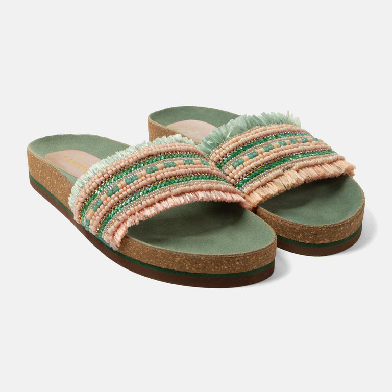 Lazamani Lazamani Florita Dames Slippers Groen | LA85704sage