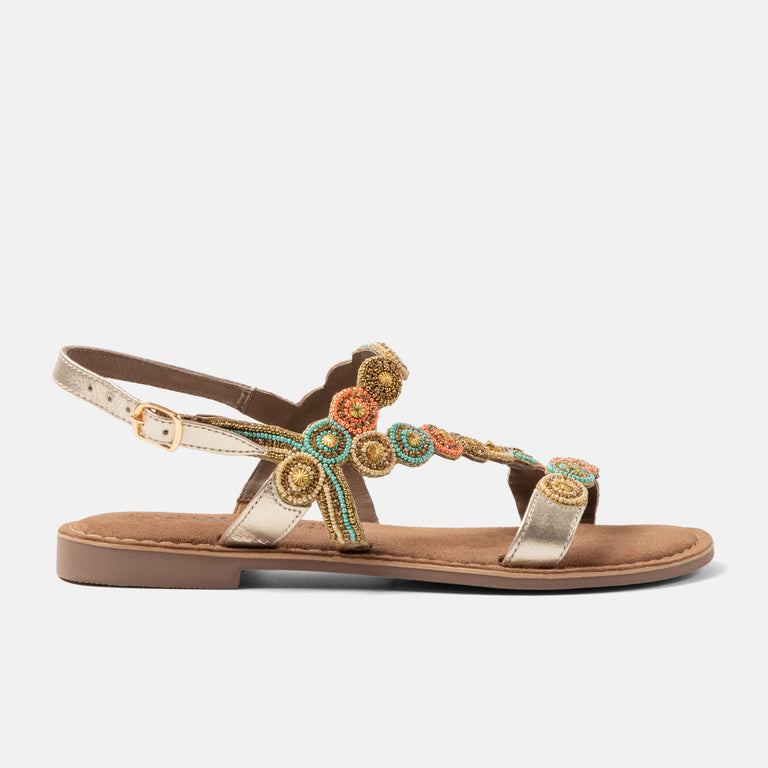 lazamani Lazamani Helena Dames Sandalen Goud/Multi | LA75441multi