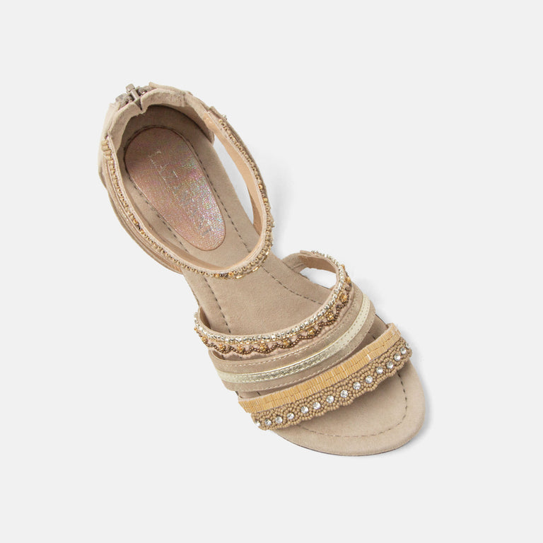 Lazamani Lazamani Jovena Dames Gladiator Sandalen Beige | LA85713biscuit