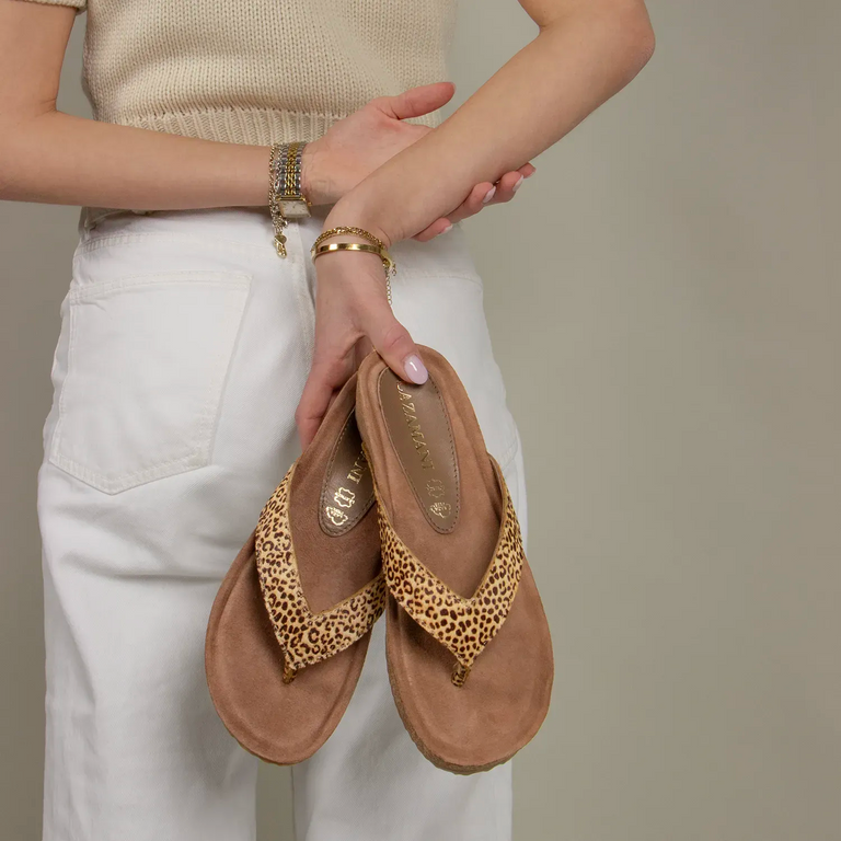 Lazamani Lazamani Laura Dames Slippers Bruin | LA75485leopard