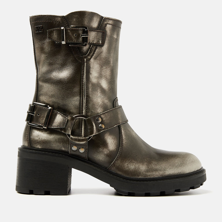 lazamani Lazamani Leona Dames Biker Boots Pewter | LA90002pewter