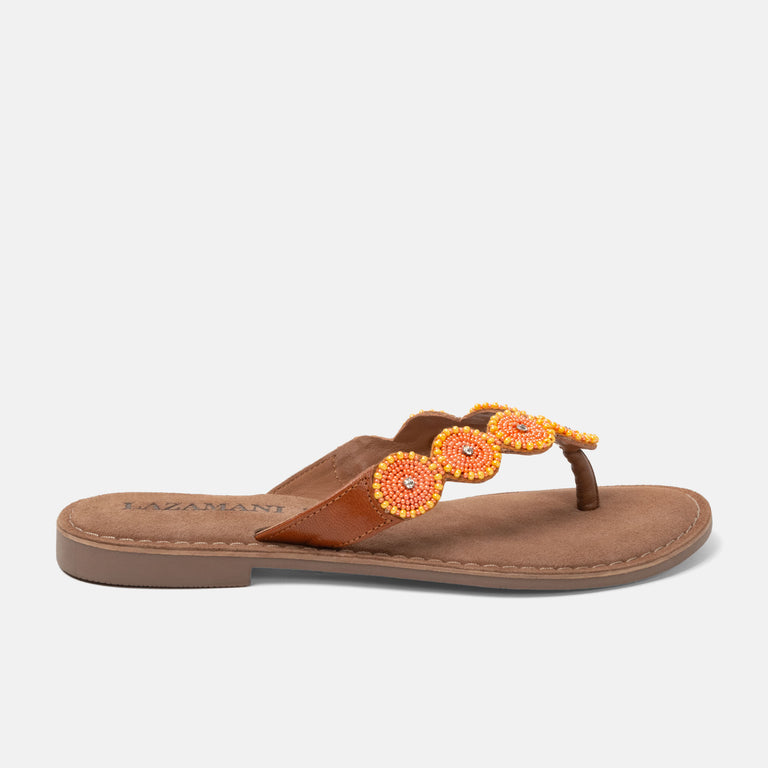 lazamani Lazamani Luna Dames Slippers Oranje | LA75453apricot