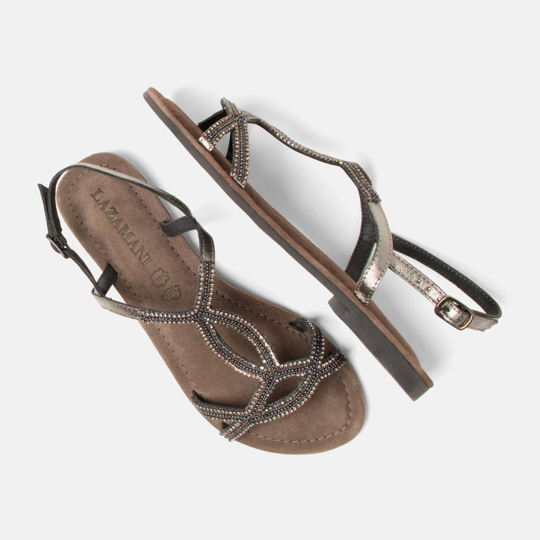 Lazamani Lazamani Malia Dames Sandalen Grijs | LA33775pewter